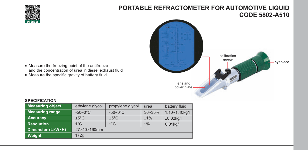 INSIZE Portable Refractometer For Automotive Liquid (5802-A510)