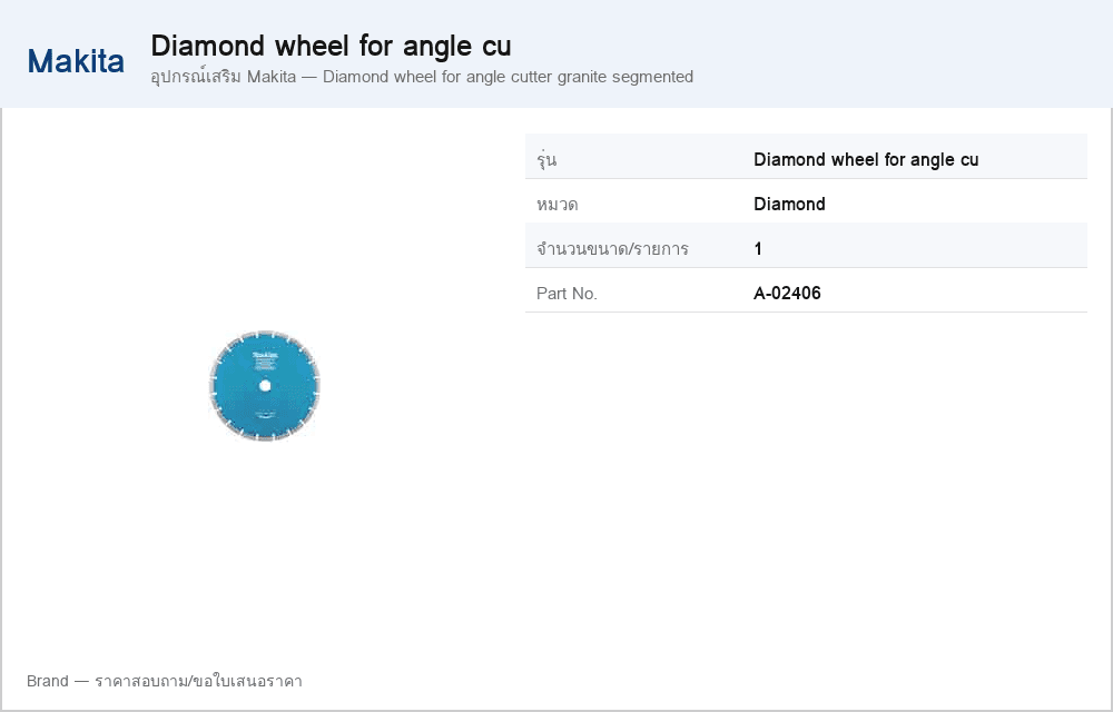 อุปกรณ์เสริม Makita — Diamond wheel for angle cutter granite segmented