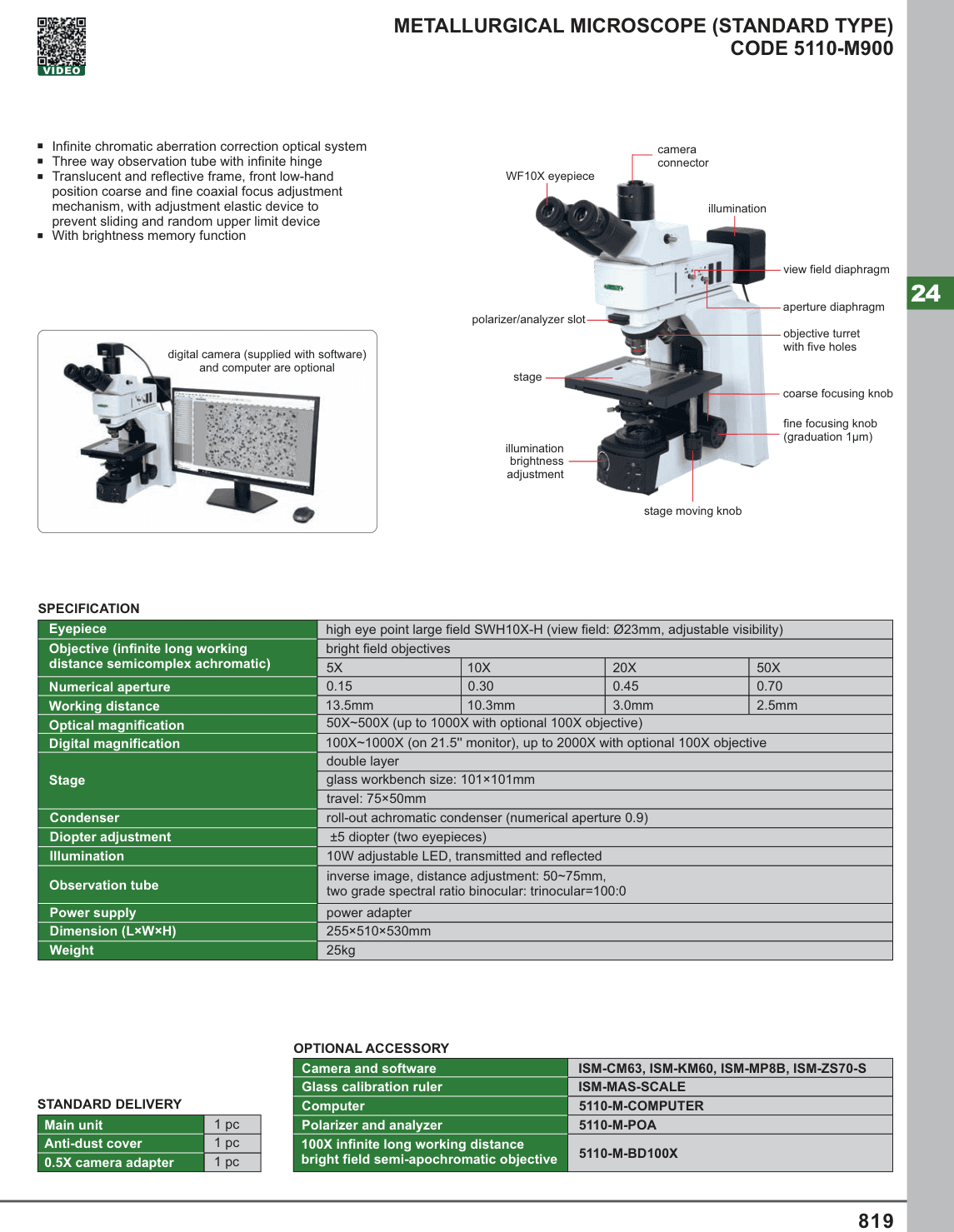 INSIZE Metallurgical Microscope (Standard Type) (5110-M900)