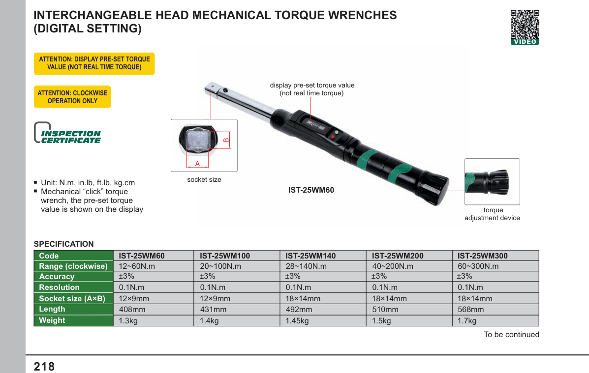 INSIZE Interchangeable Head Mechanical Torque Wrenches (Digital Setting) (IST-25WM60)