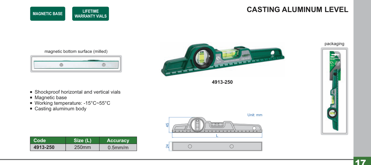 INSIZE Casting Aluminum Level (4913-250)