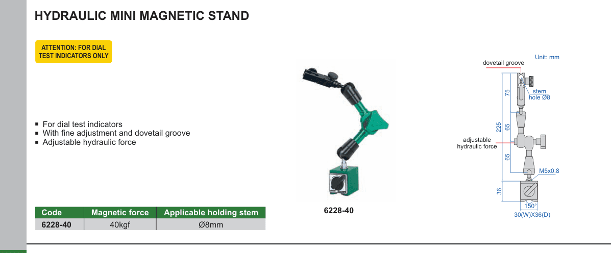 INSIZE Hydraulic Mini Magnetic Stand (6228-40)