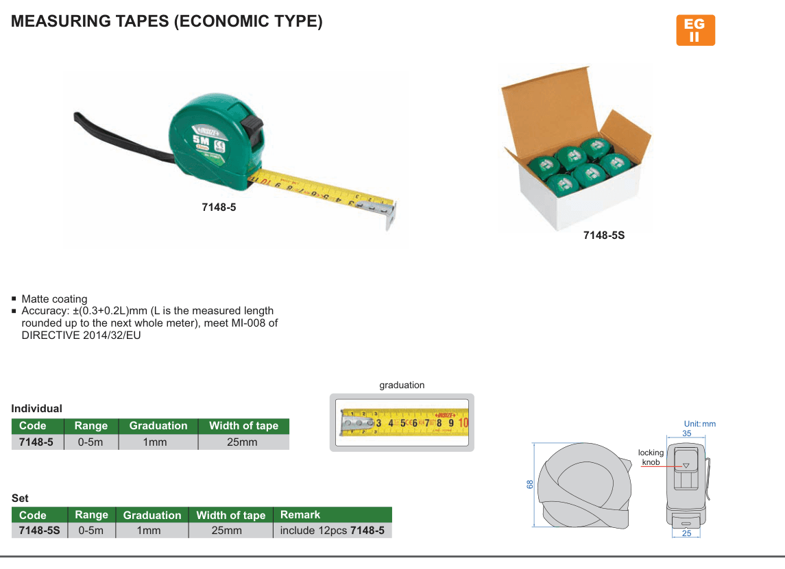 INSIZE Measuring Tapes (Economic Type) (7148-5S)