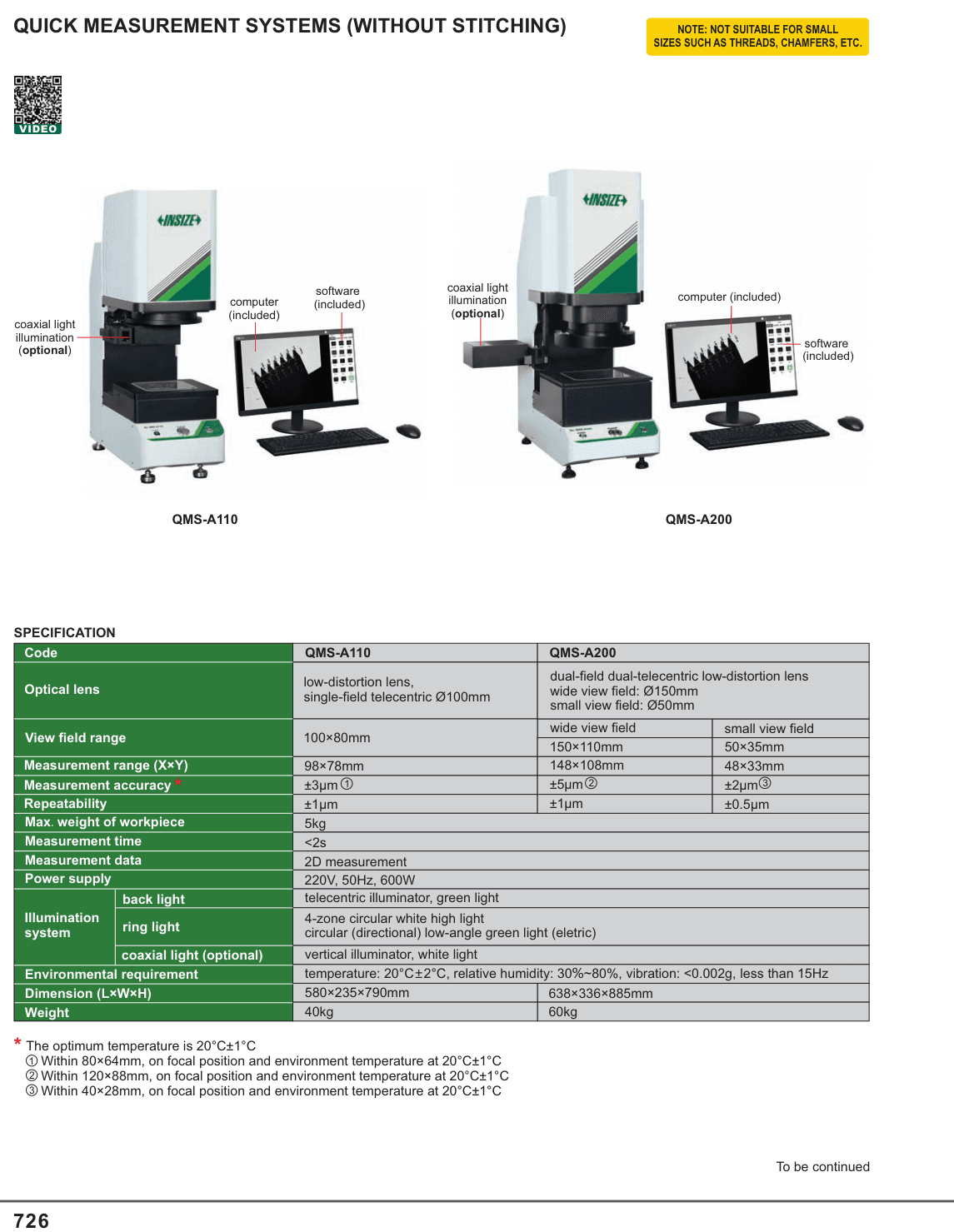 INSIZE Quick Measurement Systems (Without Stitching) (QMS-A110)