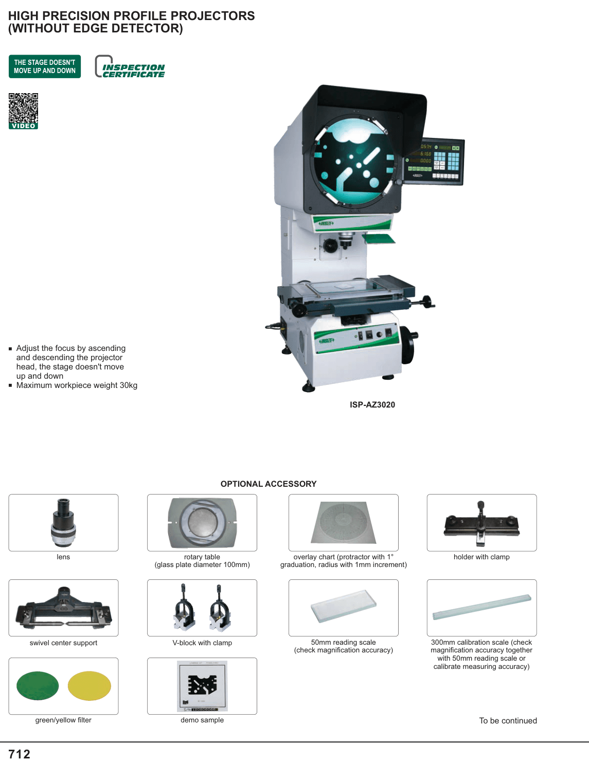INSIZE High Precision Profile Projectors (Without Edge Detector) (ISP-AZ3020)