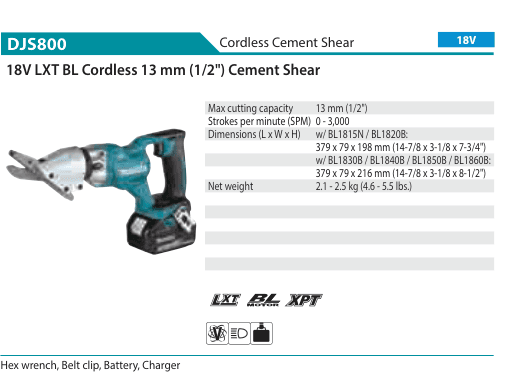Cordless Cement Shear Makita DJS800