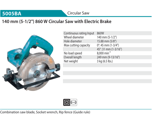 เลื่อยวงเดือน Makita 5005BA