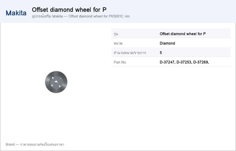 อุปกรณ์เสริม Makita — Offset diamond wheel for PK5001C rim