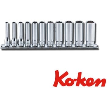 ลูกบ๊อกซ์ ยาว 6P (มิล) ขนาด 1/4” ชุด 12 ชิ้น ในรางเหล็ก (Deep Socket Set on Rail)