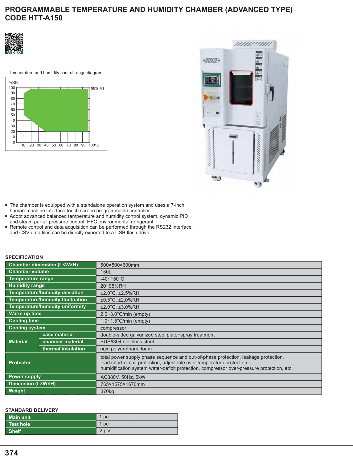 INSIZE Programmable Temperature And Humidity Chamber (Advanced Type) (HTT-A150)