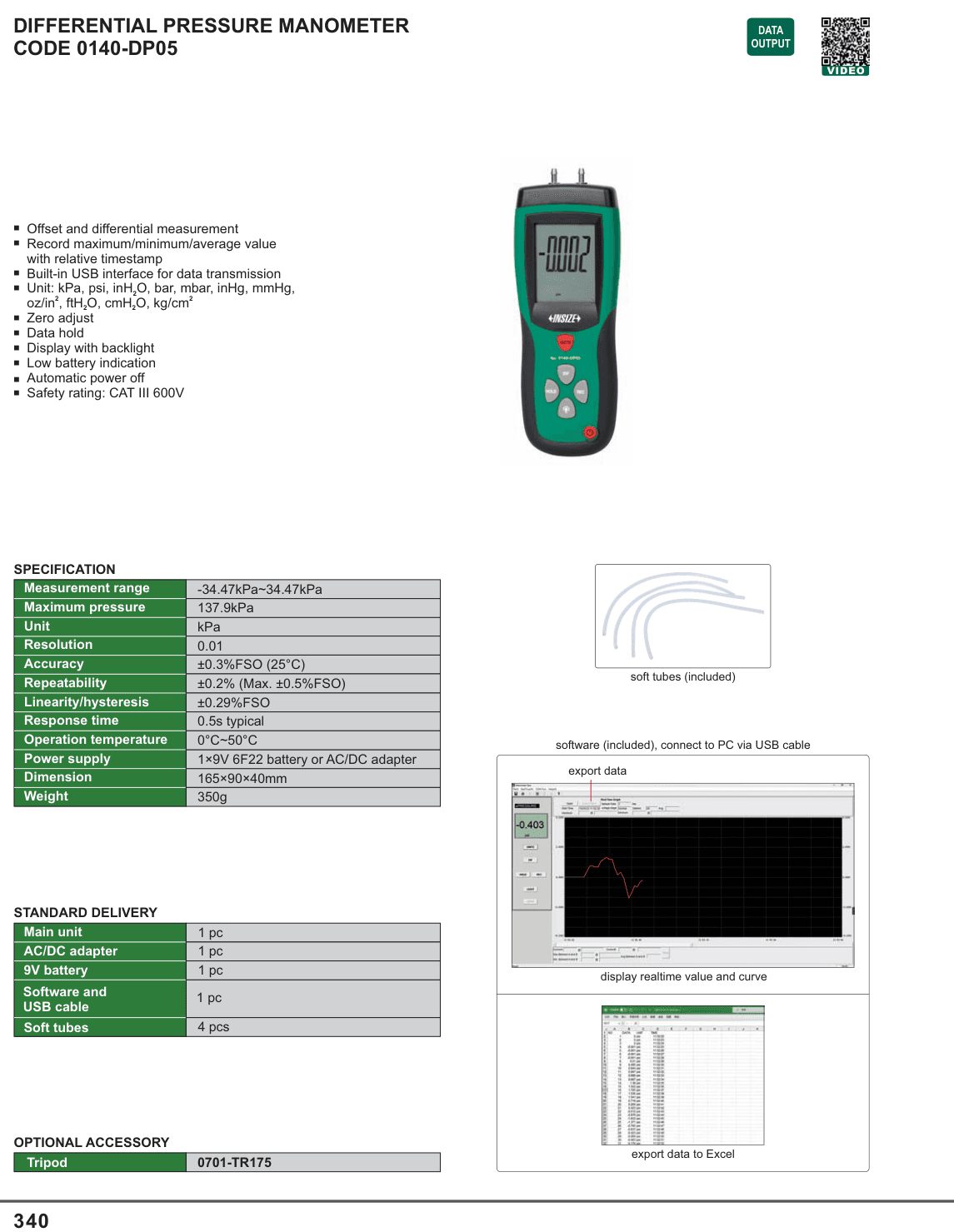 INSIZE Differential Pressure Manometer (0140-DP05)