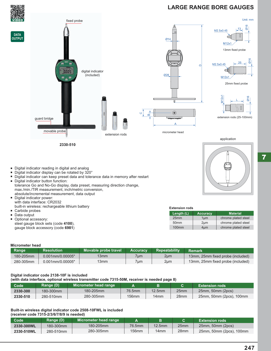INSIZE Large Range Bore Gauges (2330-510)