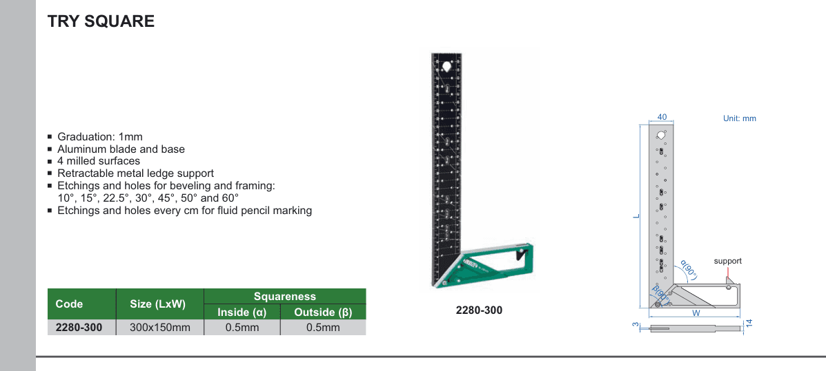 INSIZE Try Square (2280-300)