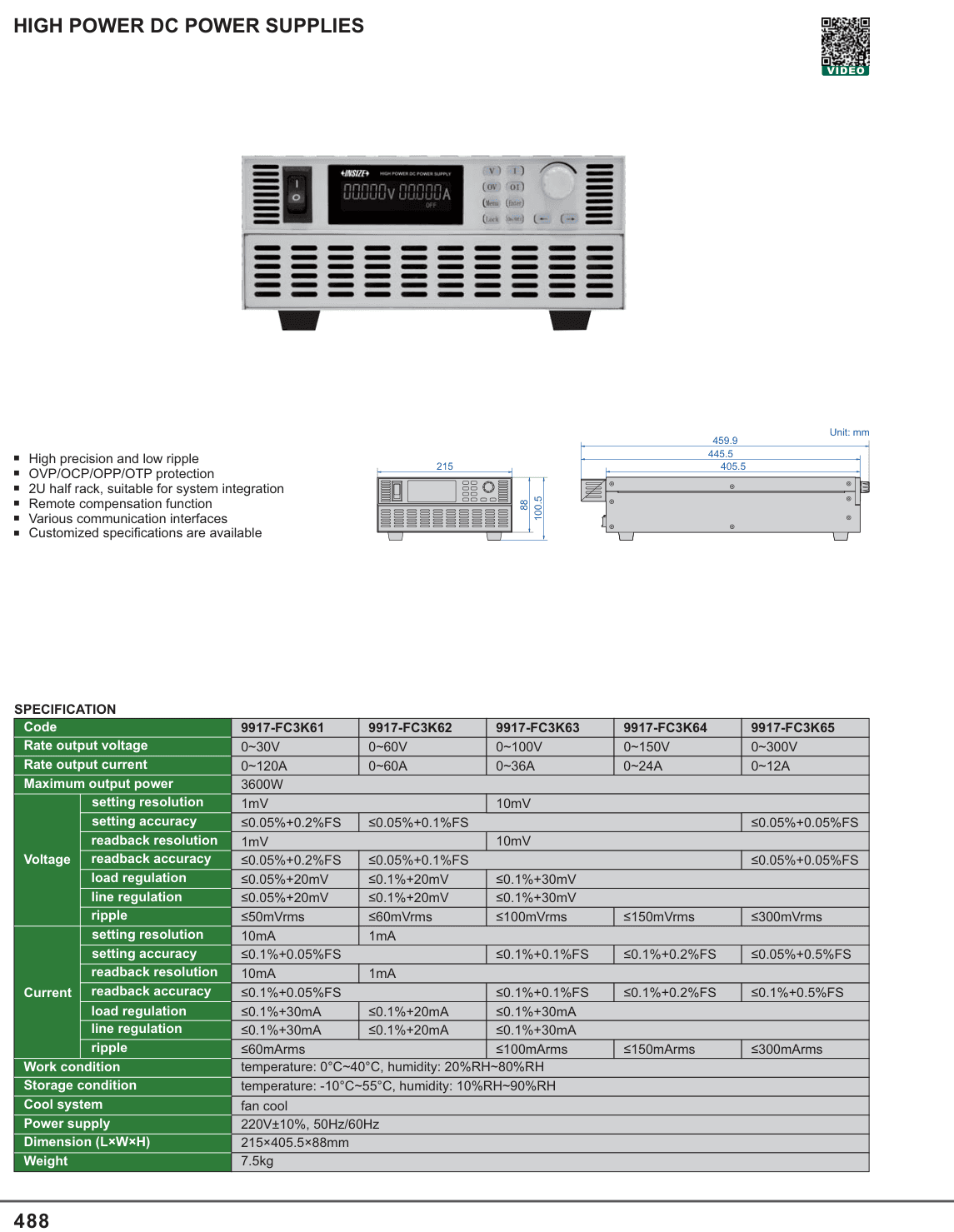 INSIZE High Power Dc Power Supplies (9917-FC3K61)