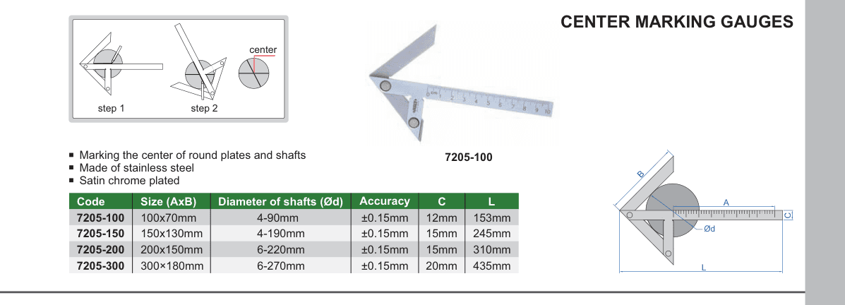 INSIZE Center Marking Gauges (7205-100)