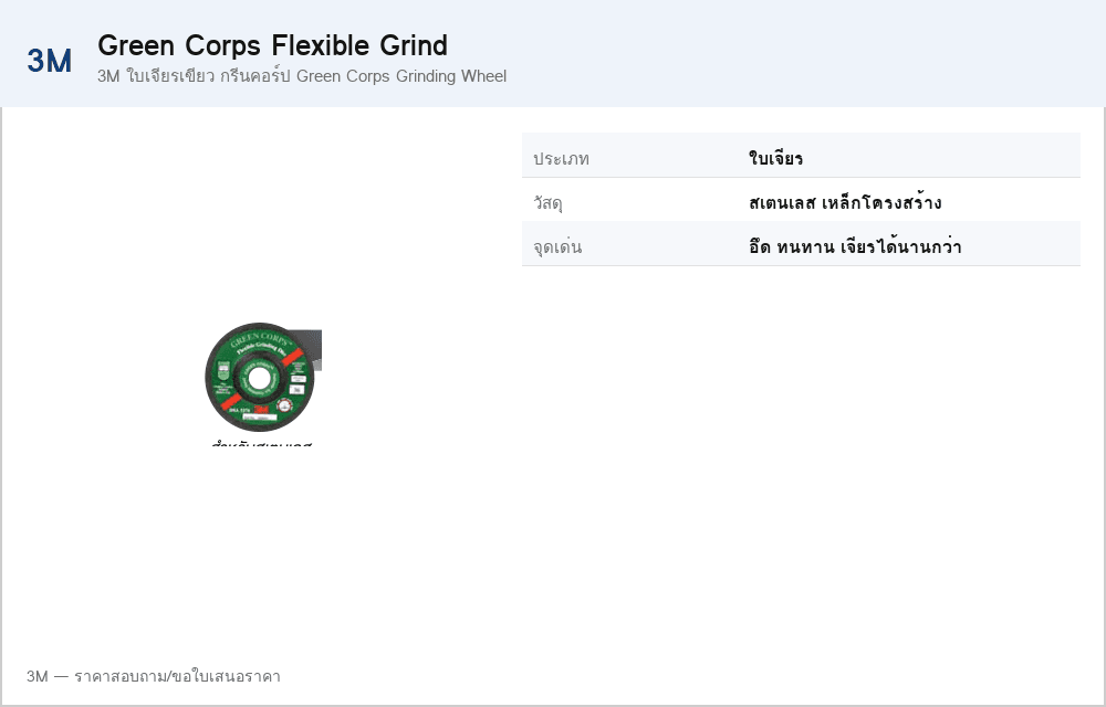 3M ใบเจียรเขียว กรีนคอร์ป Green Corps Grinding Wheel