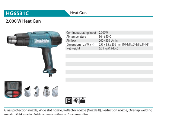 ปืนเป่าลมร้อน Makita HG6531C
