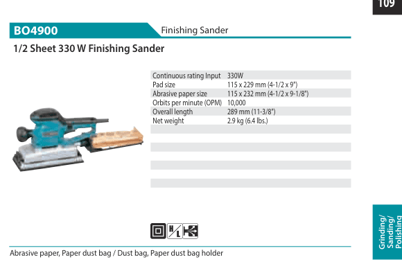 เครื่องขัดกระดาษทราย Makita BO4900