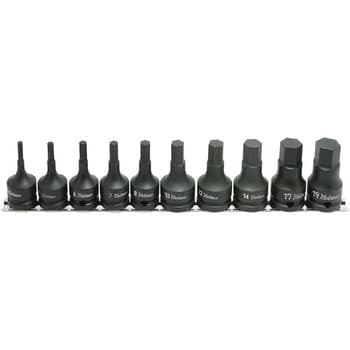 บ๊อกซ์เดือยโผล่ลม หกเหลี่ยม (มิล) ขนาด 1/2” ชุด 10 ชิ้น (Impac Bit Sockets on Rail)