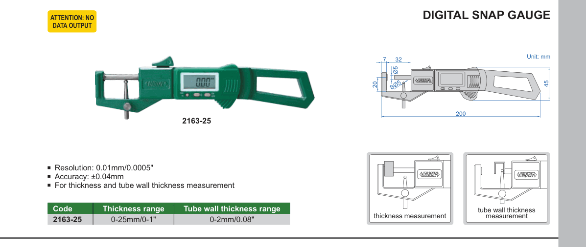 INSIZE Digital Snap Gauge (2163-25)