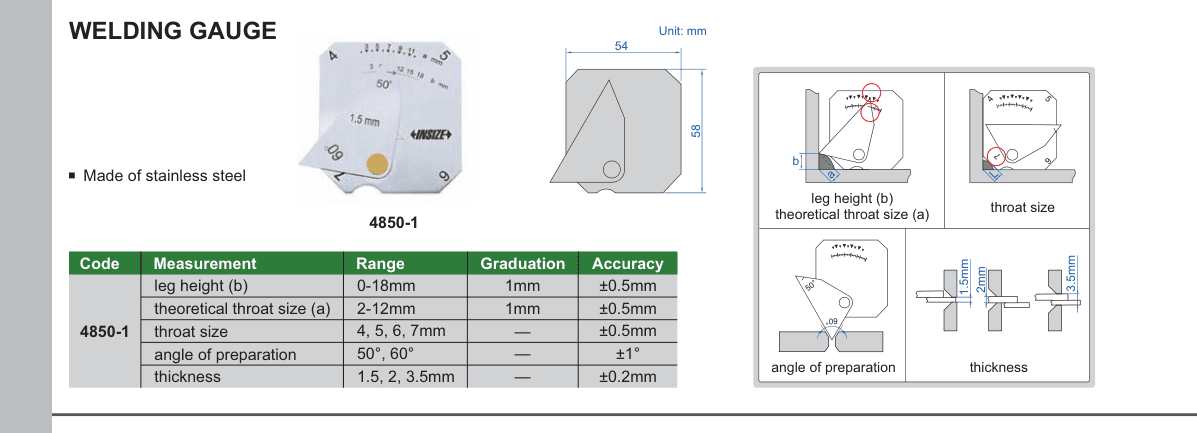 INSIZE Welding Gauge (4850-1)