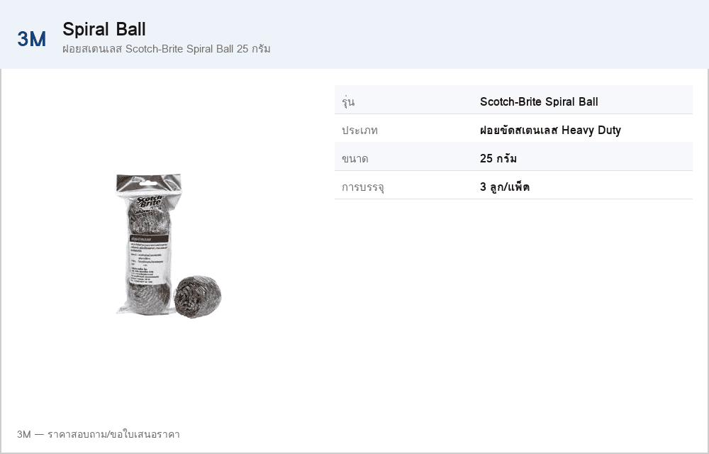 ฝอยสเตนเลส Scotch-Brite Spiral Ball 25 กรัม