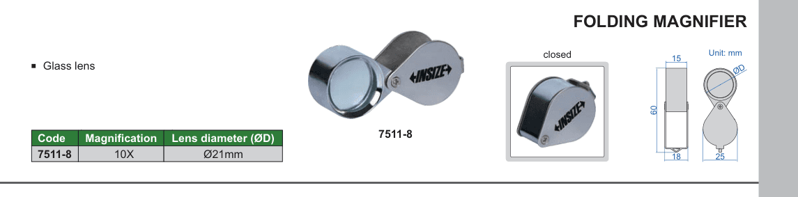 INSIZE Folding Magnifier (7511-8)
