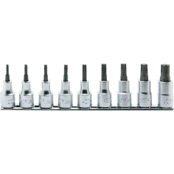 บ๊อกซ์เดือยโผล่ ท๊อกซ์พลัส ขนาด 1/2” ชุด 9 ชิ้น ในรางเหล็ก (Torx Plus Bit Socket Set)