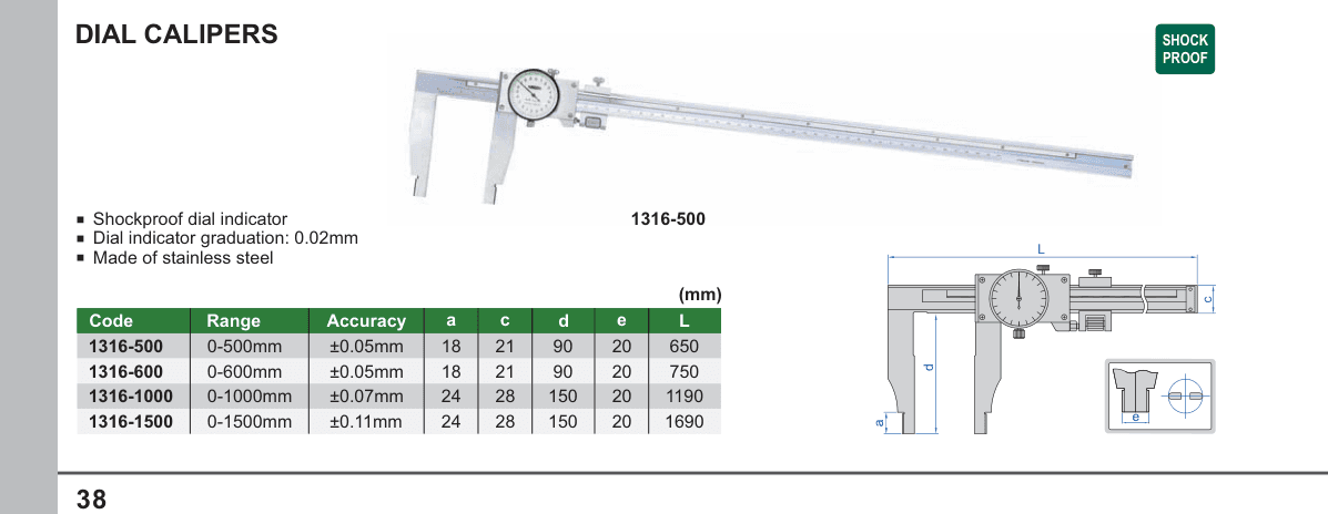INSIZE Dial Calipers (1316-500)