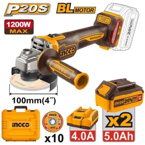 เครื่องเจียไร้สาย INGCO CAGLI2210032 4" 1200W 3SP (20V ชุดแบต 2 ก้อน)