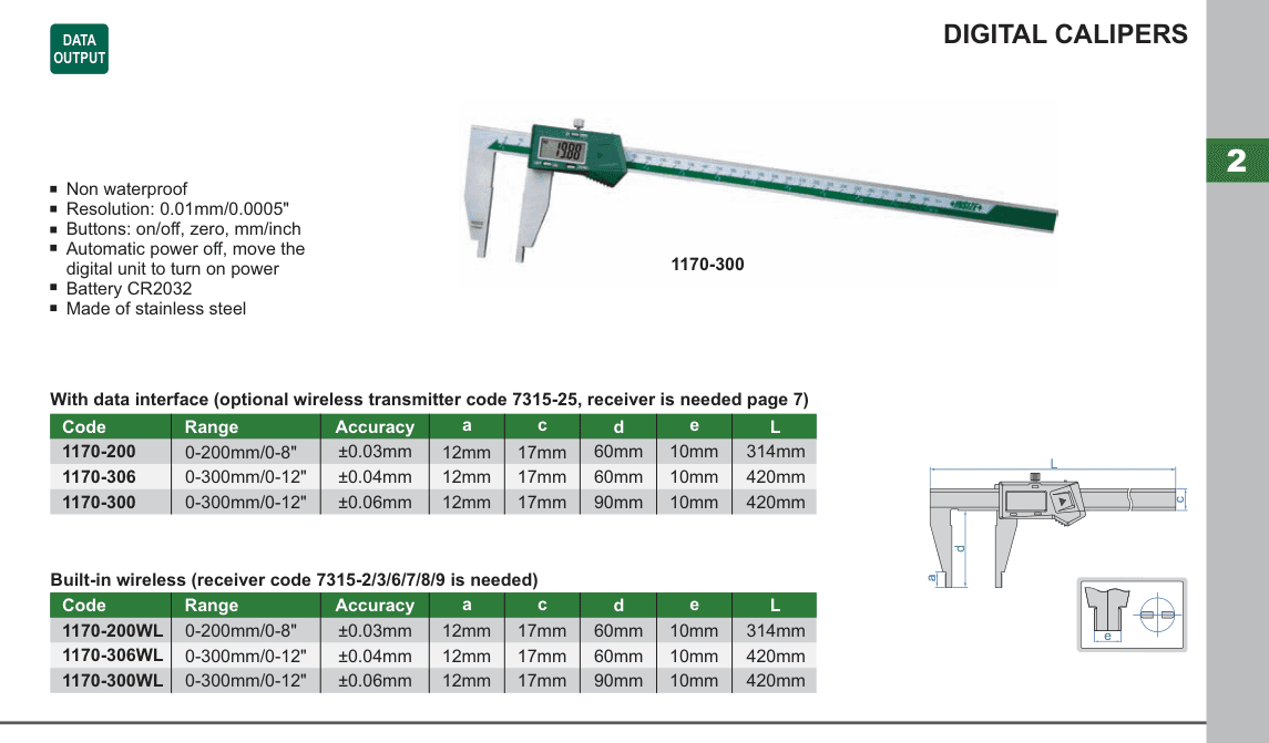 INSIZE Digital Calipers (1170-300)