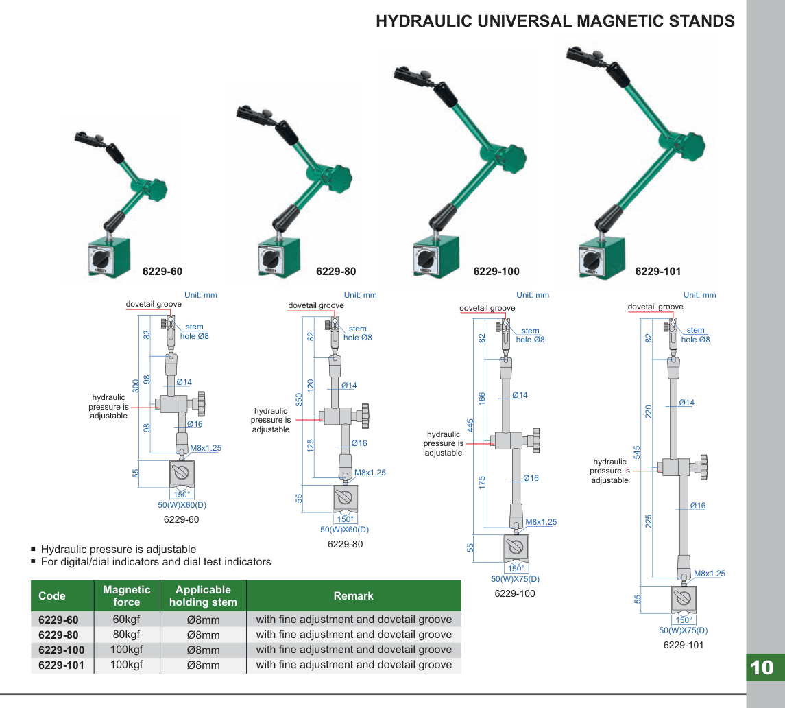 INSIZE Hydraulic Universal Magnetic Stands (6229-60)