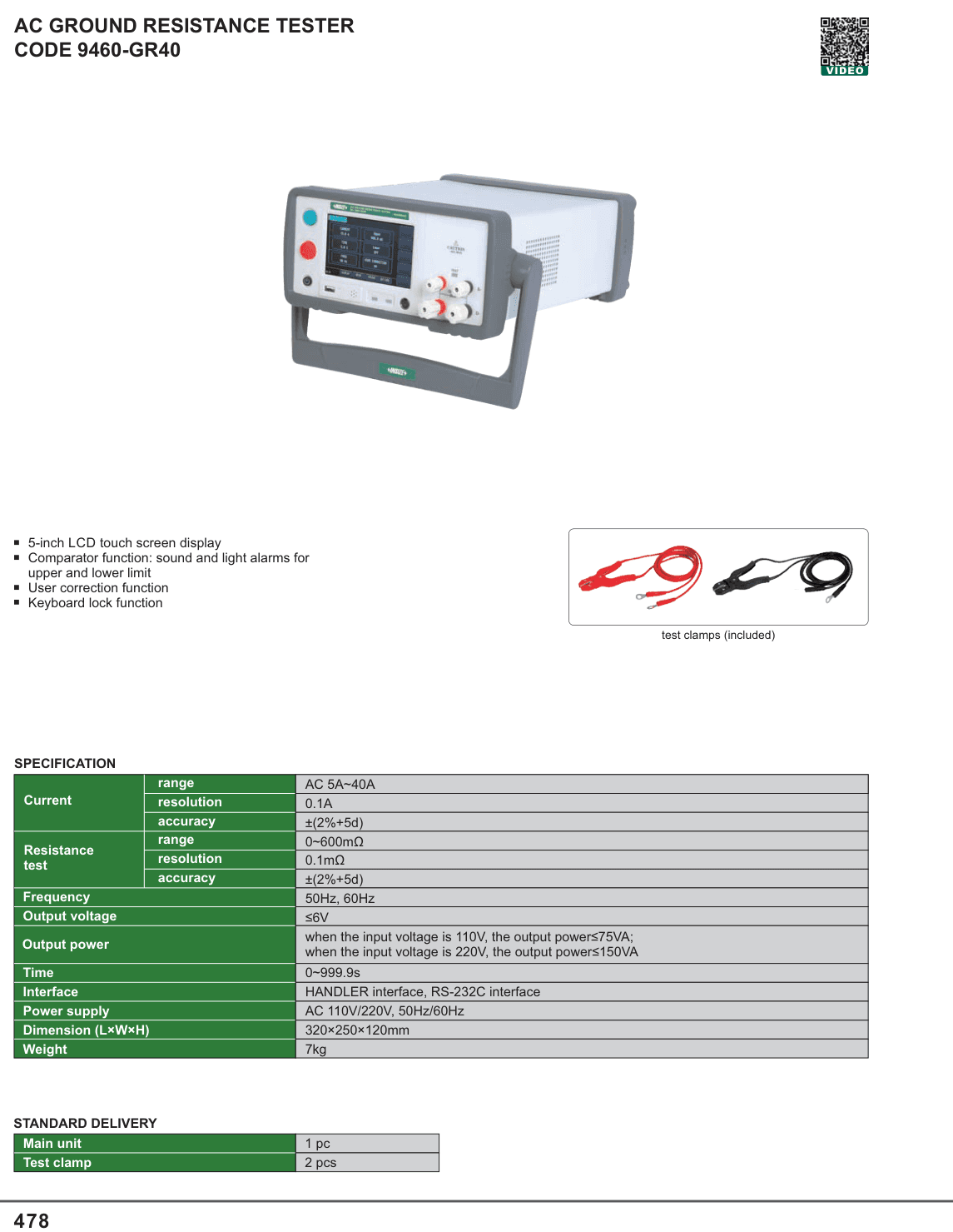 INSIZE Ac Ground Resistance Tester (9460-GR40)