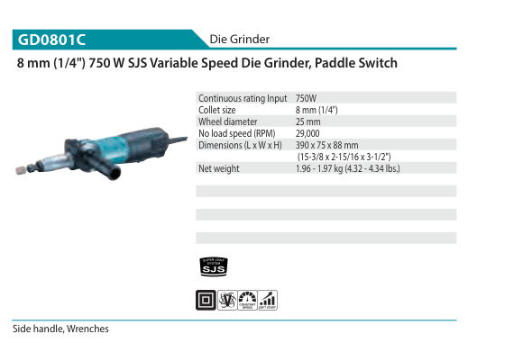 เครื่องเจียรคอตรง Makita GD0801C