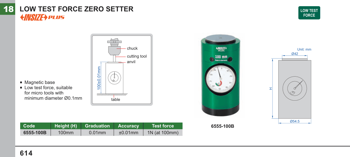 INSIZE Low Test Force Zero Setter (6555-100B)