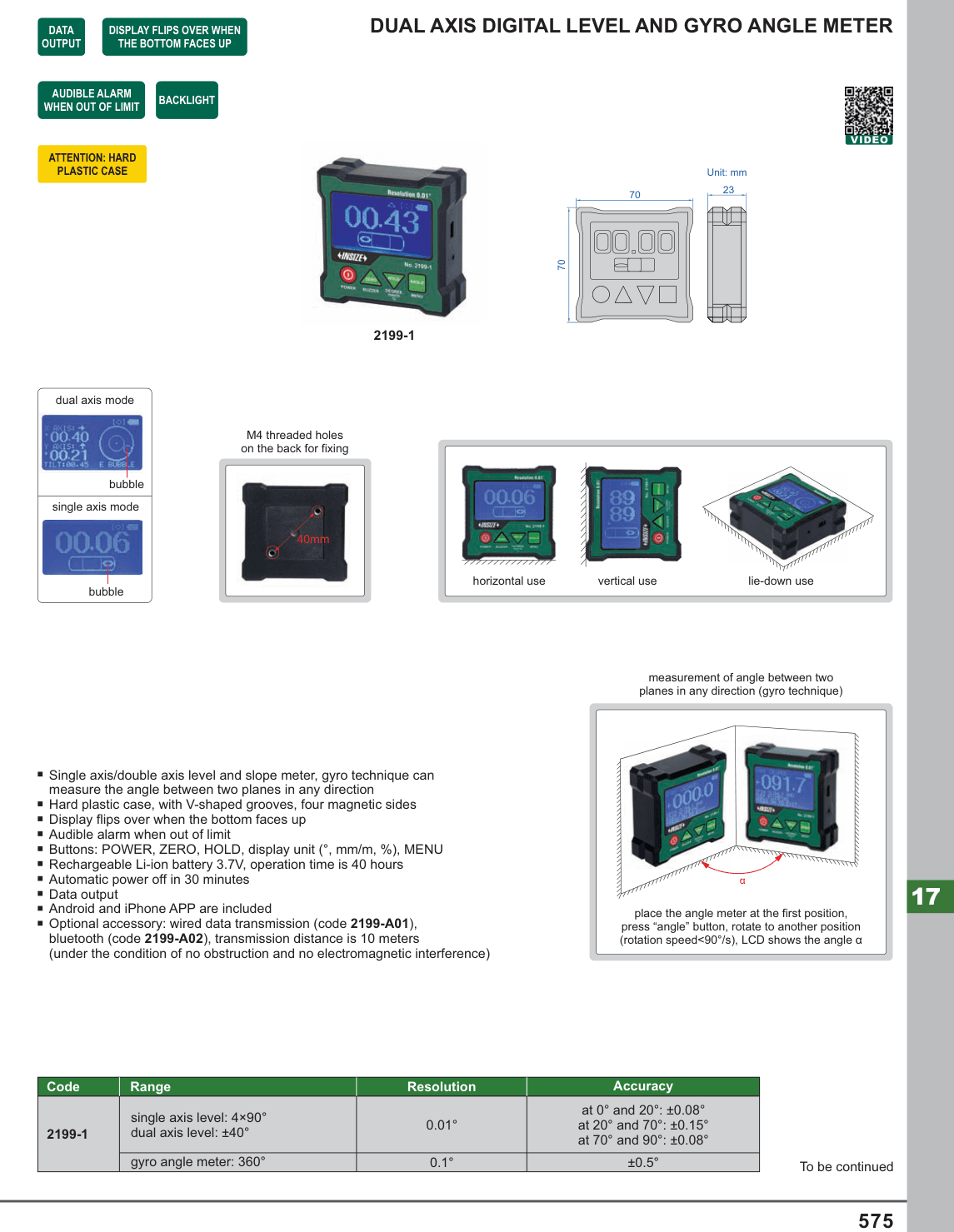 INSIZE Dual Axis Digital Level And Gyro Angle Meter (2199-1)