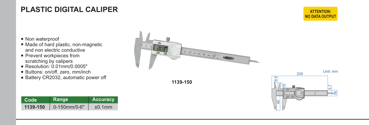 INSIZE Plastic Digital Caliper (1139-150)