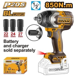 บล็อกไร้สาย INGCO CIWLI20851 850 N.m (20V เครื่องเปล่า)
