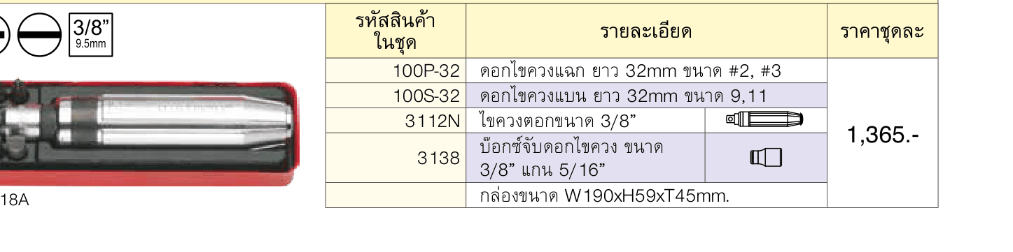 ขุดไขควงตอก 6 ชิ้น ในกล่องเหล็ก (Bit Set)