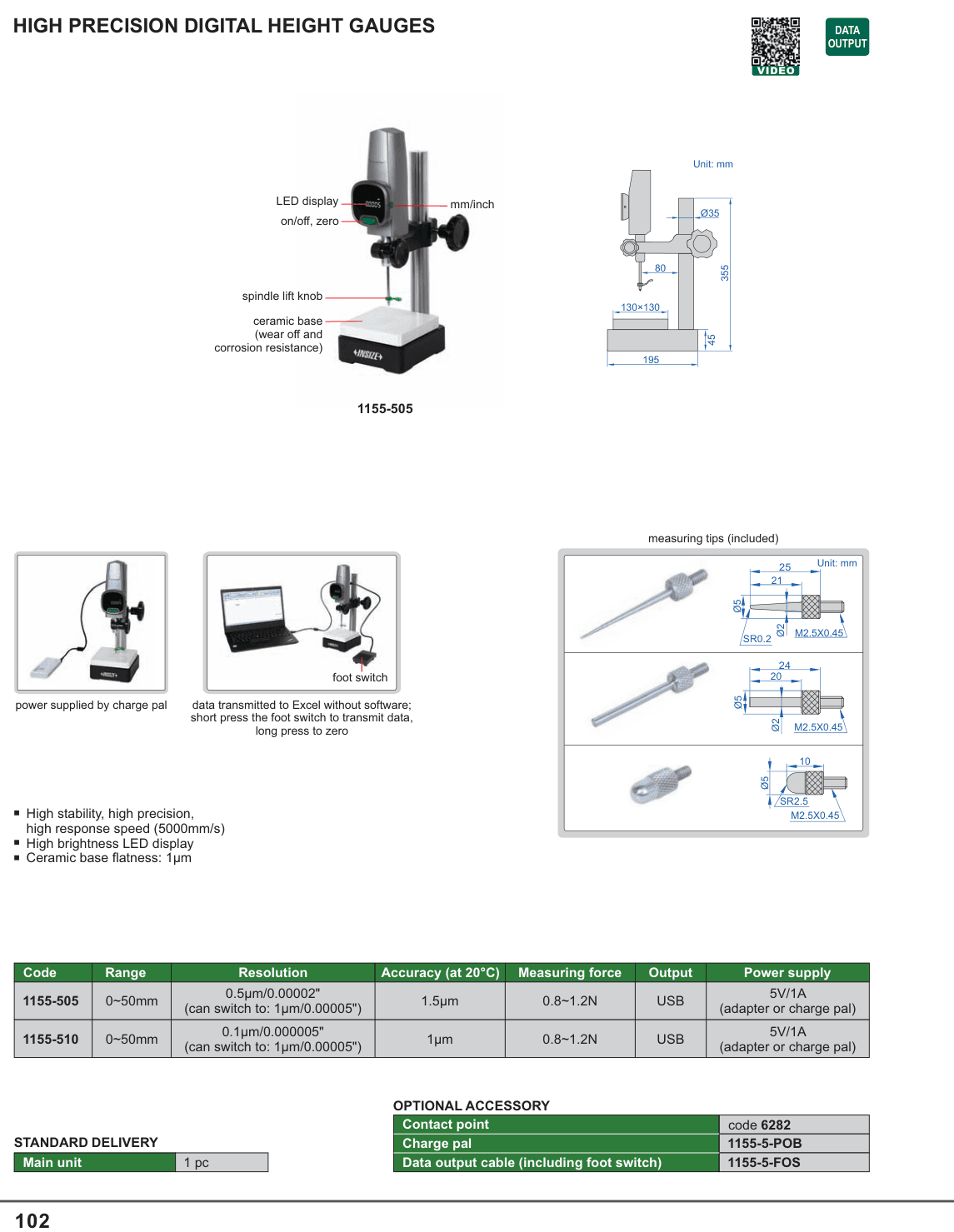 INSIZE High Precision Digital Height Gauges (1155-505)