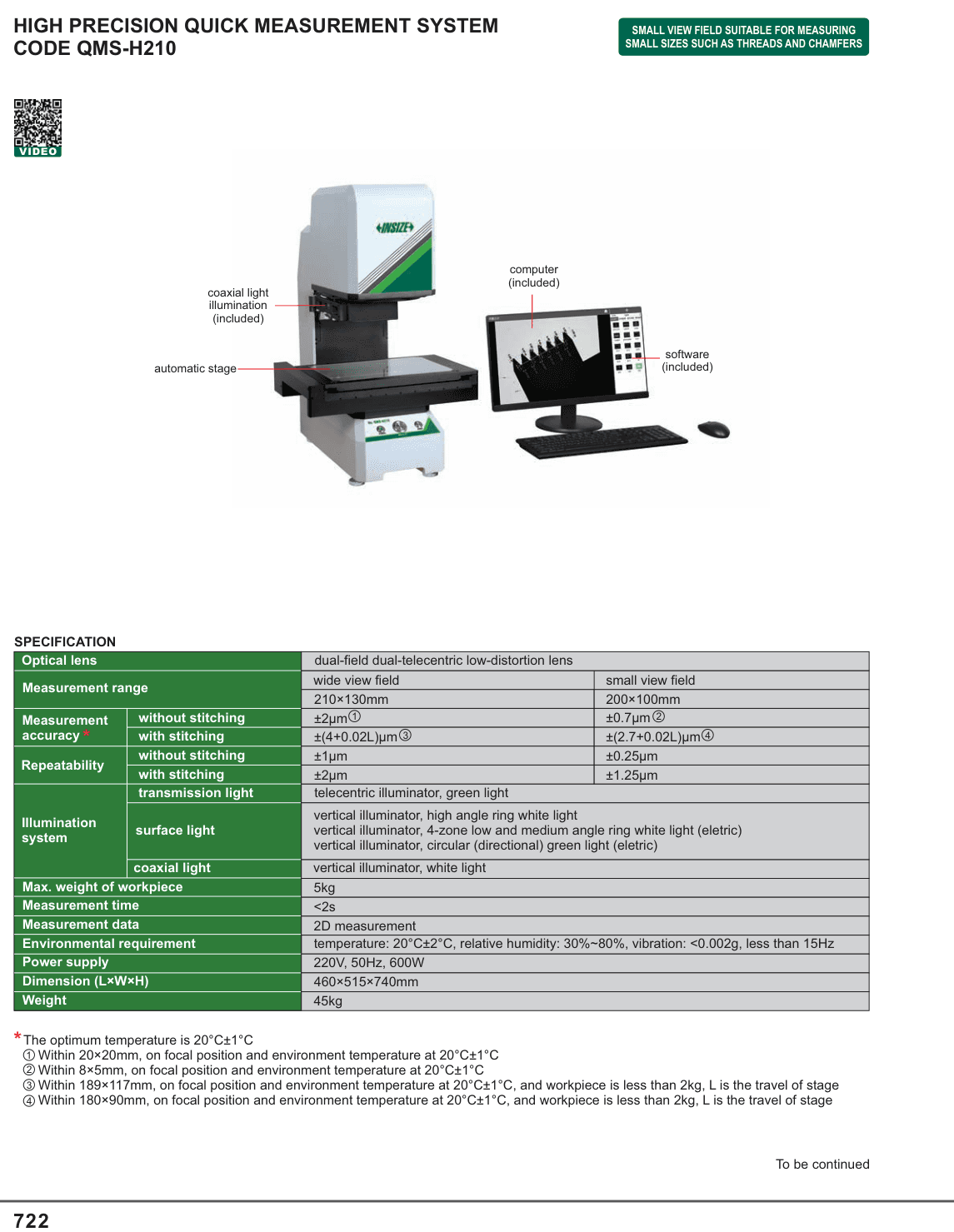 INSIZE High Precision Quick Measurement System (QMS-H210)