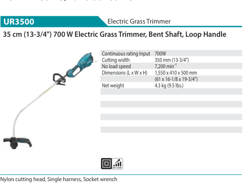 เครื่องตัดหญ้าไฟฟ้า Makita UR3500