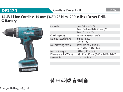 สว่านไขควงไร้สาย Makita DF347D