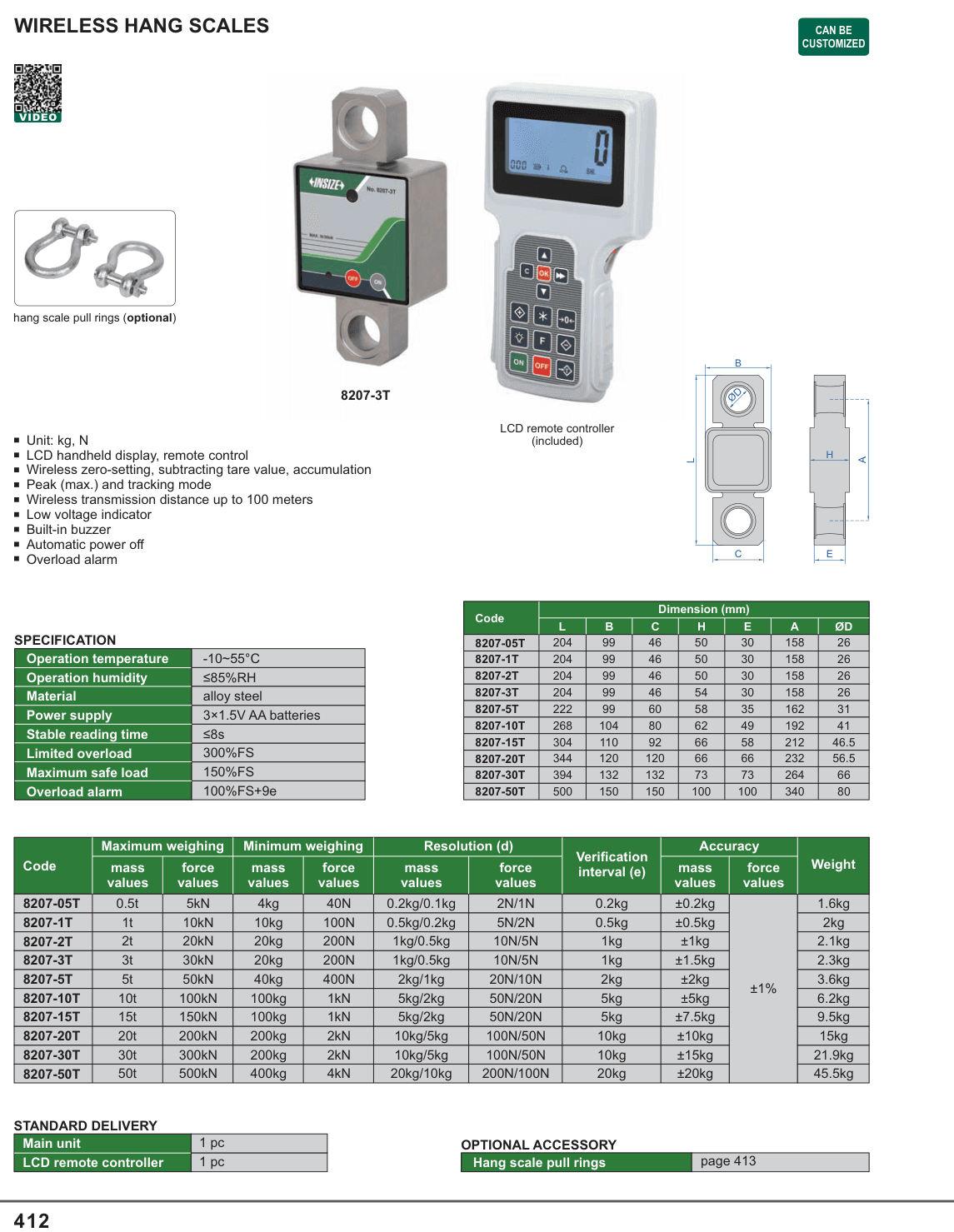 INSIZE Wireless Hang Scales (8207-3T)
