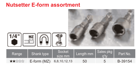 อุปกรณ์เสริม Makita — Nutsetter E-form assortment
