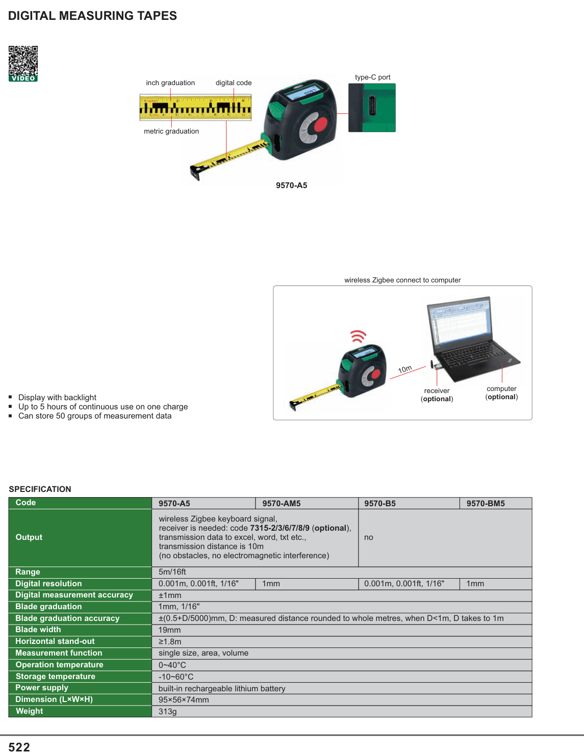 INSIZE Digital Measuring Tapes (9570-A5)