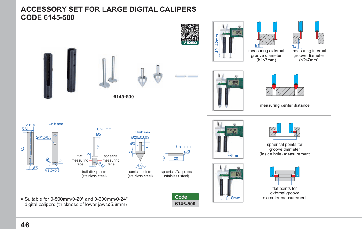INSIZE Accessory Set For Large Digital Calipers (6145-500)