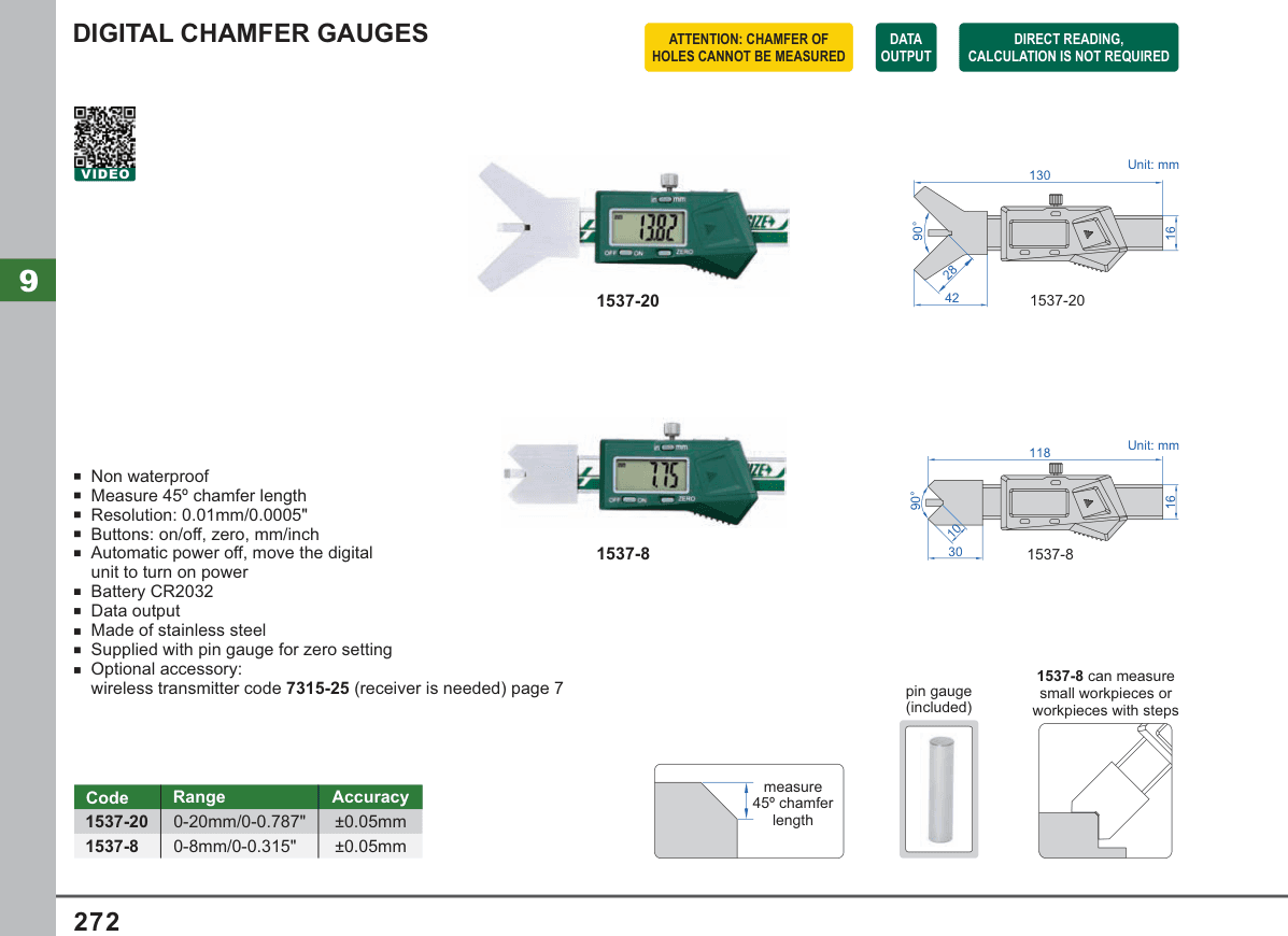 INSIZE Digital Chamfer Gauges (1537-20)