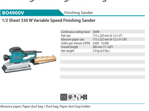 เครื่องขัดกระดาษทราย Makita BO4900V