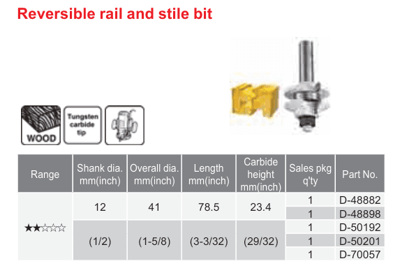 อุปกรณ์เสริม Makita — Reversible rail and stile bit